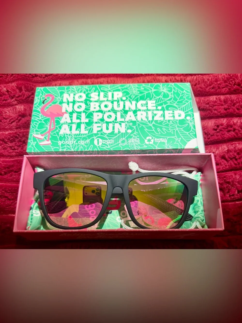 🕶️Goodr Black Full-Rim Sunglasses with Green-Tinted Lenses